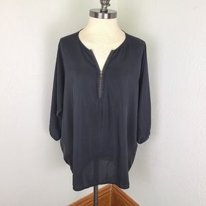 Vince 100% Silk Black 3/4 Sleeve Top